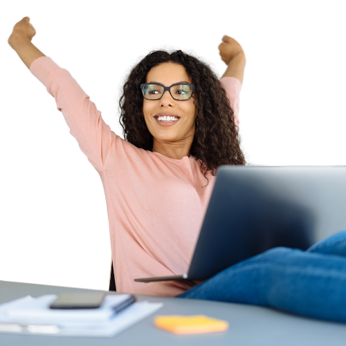 Woman stretching at work.