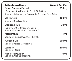 Supplement ingredients label for CellLabs CLASSaaNTA